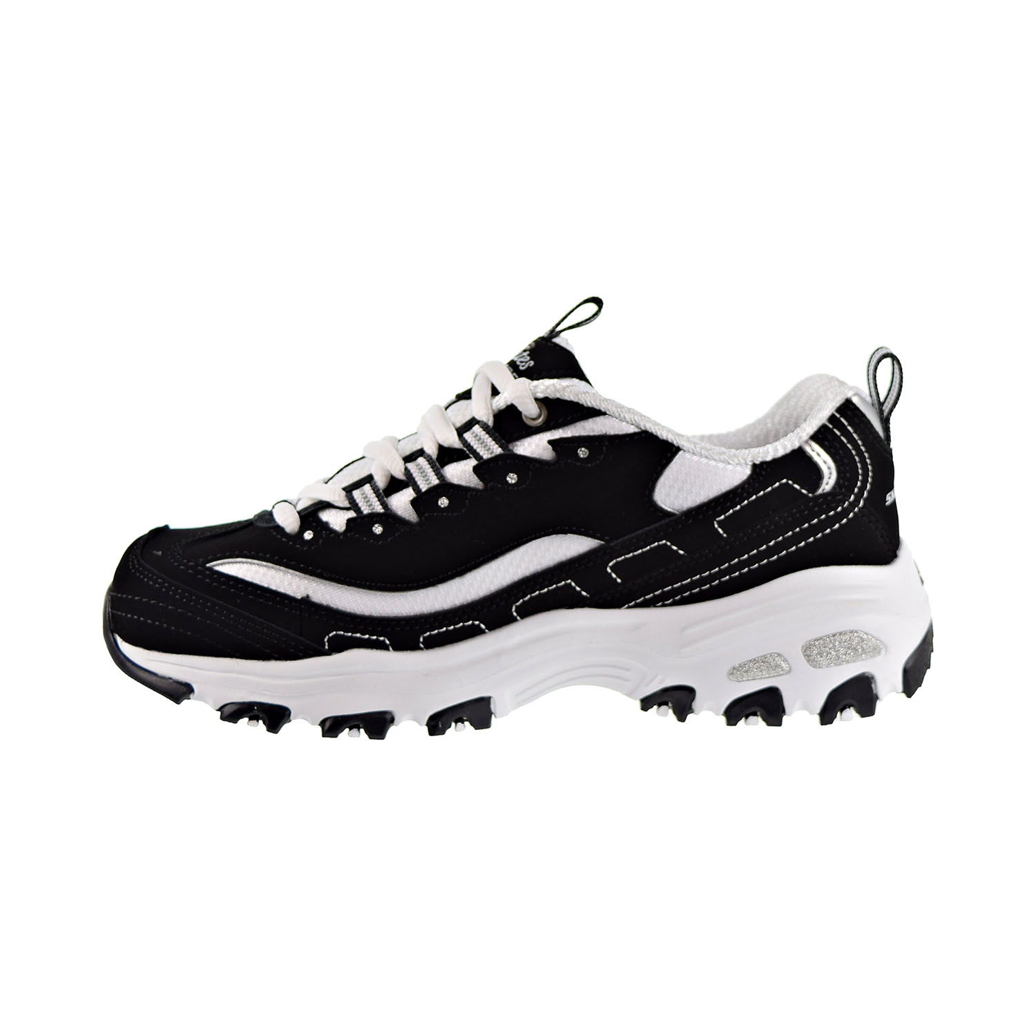 Skechers D'Lites Biggest Fan Memory Foam Women's Sneakers Black-White ...