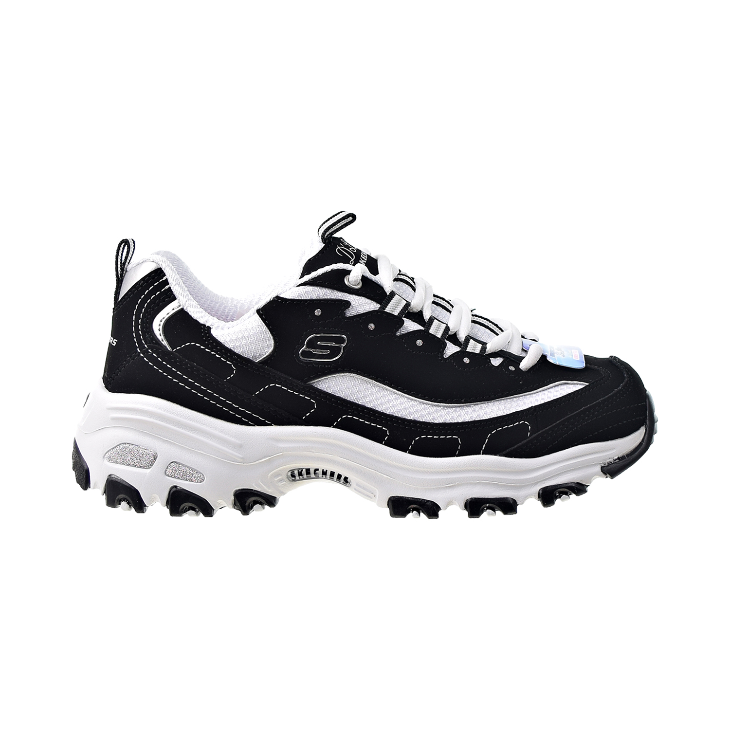 Skechers D'Lites Biggest Fan Extra Wide Width Women's Shoes Black-White ...