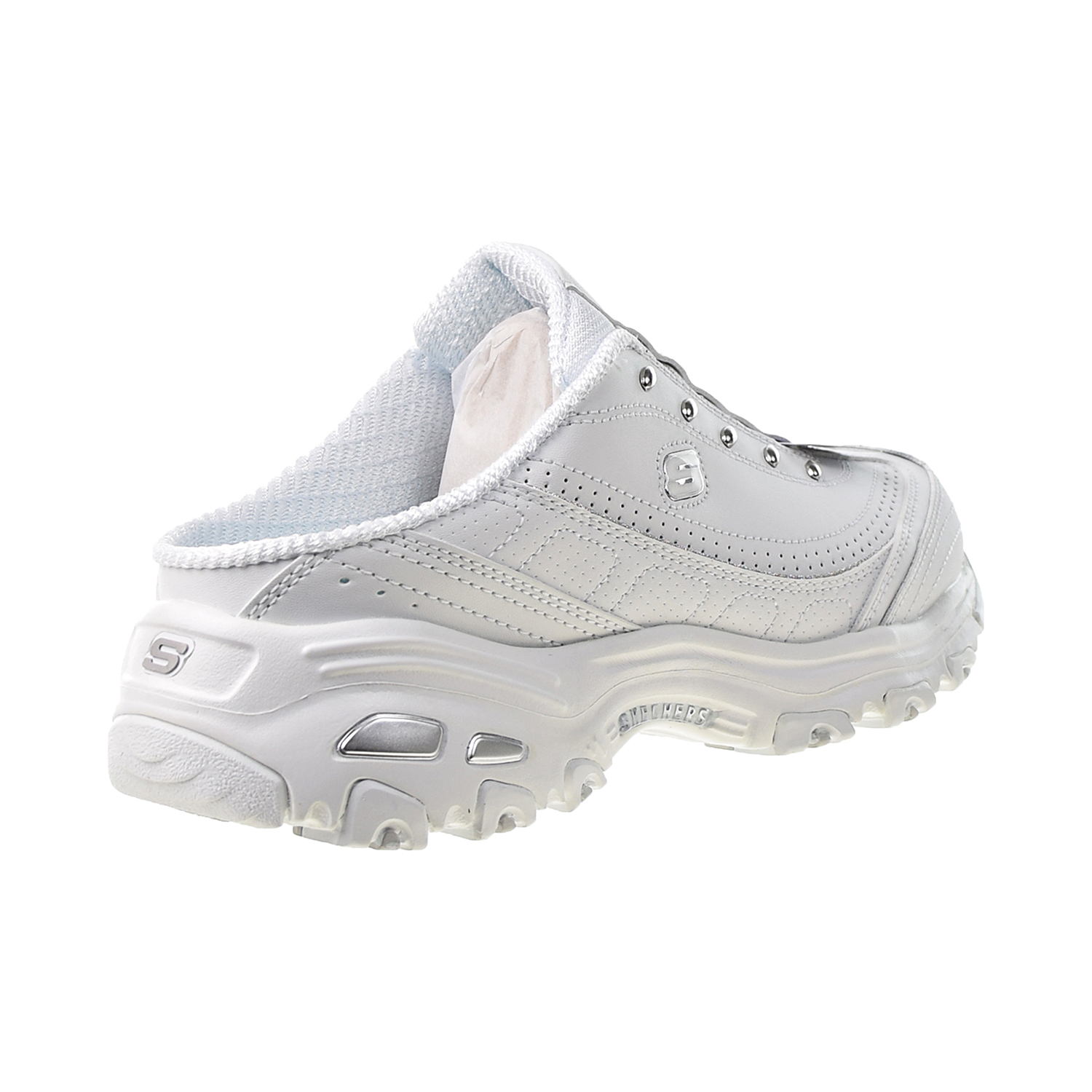 Skechers D'Lites Bright Sky Women's SlipOn Shoes WhiteSilver 11933