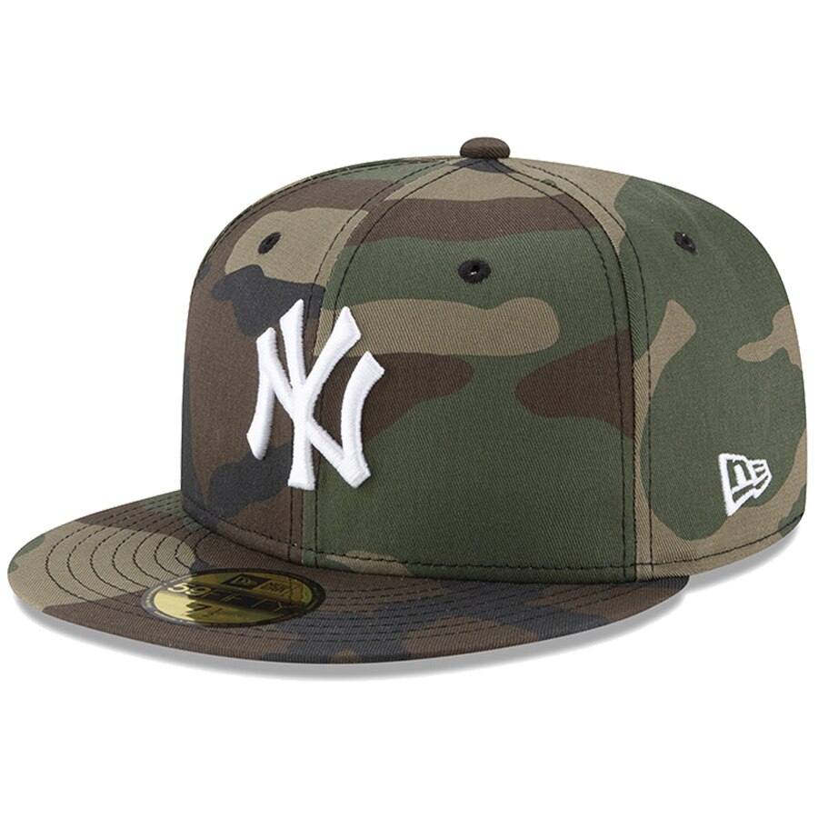 New Era New York Yankees Basic 59Fifty Fitted Cap Hat Woodland Camo ...