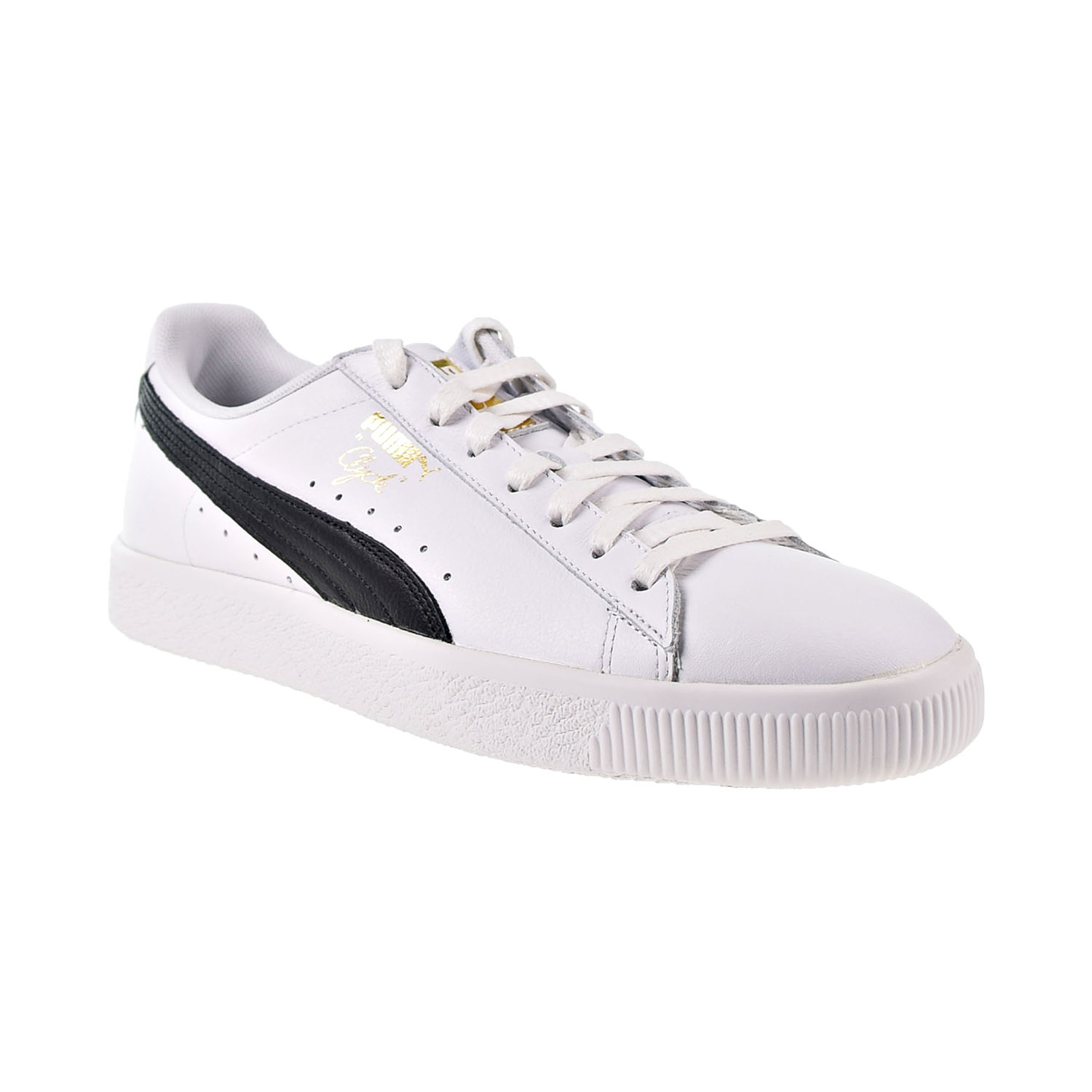 Puma Clyde Core Leather Foil Men's Shoes White-Black-Gold 364669-01 | eBay