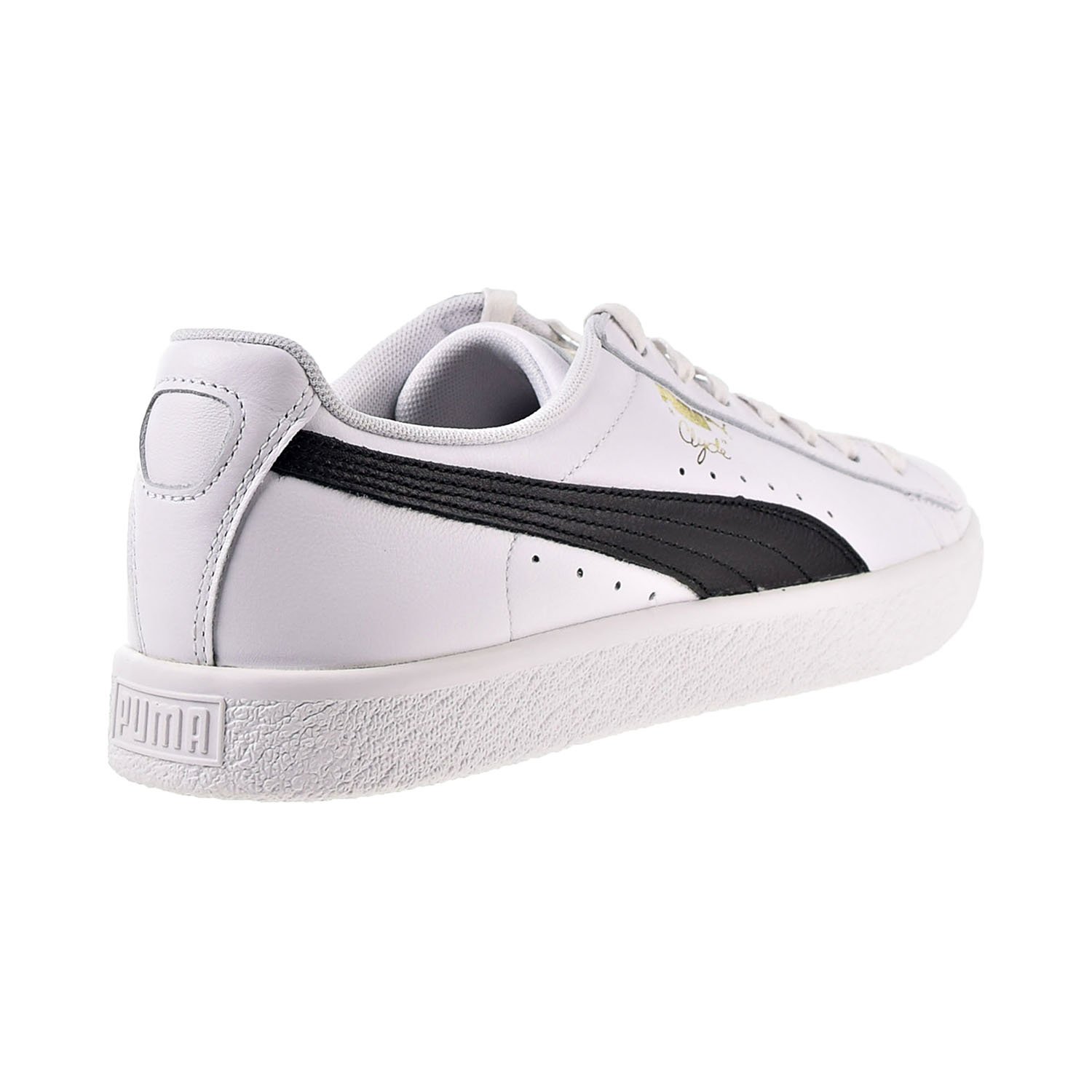 Puma Clyde Core Leather Foil Men's Shoes White-Black-Gold 364669-01 | eBay