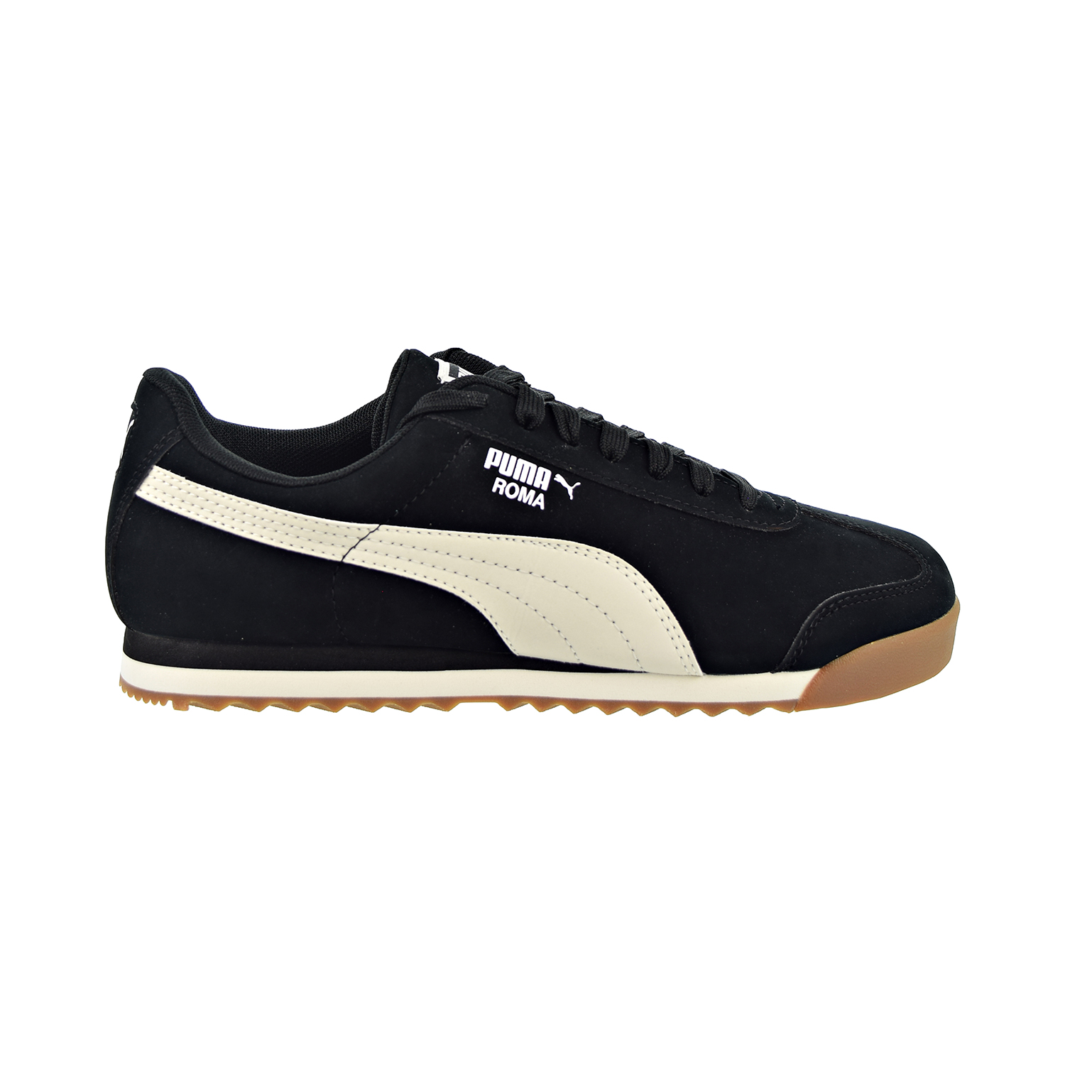 Puma Roma Smooth Nubuck Mens Shoes Black/White 368455-04