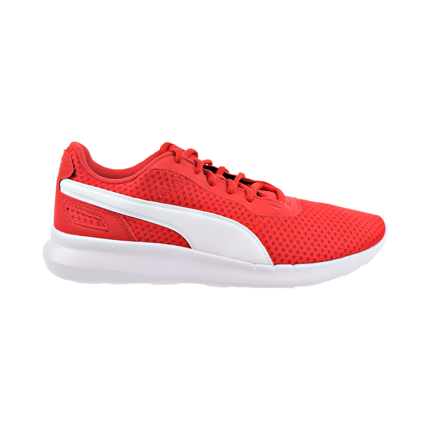 puma white and red sneakers