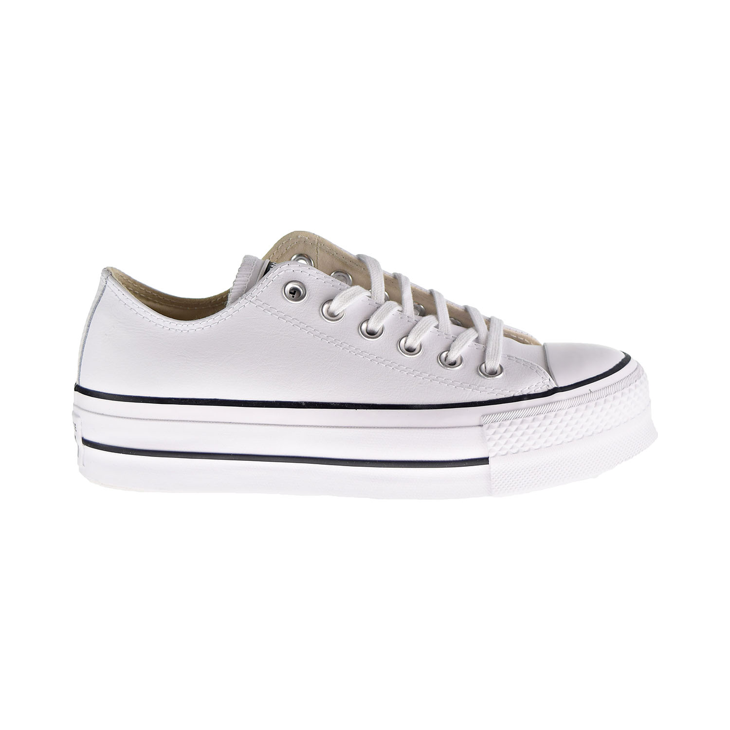converse chuck taylor all star leather platform low trainers in black
