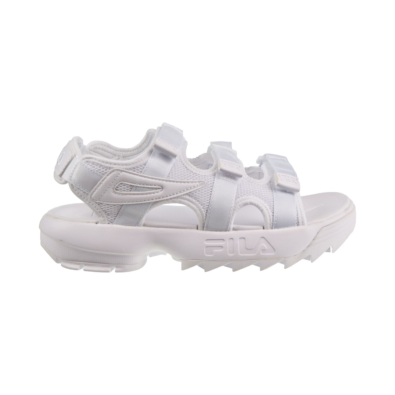 white fila disruptor sandals