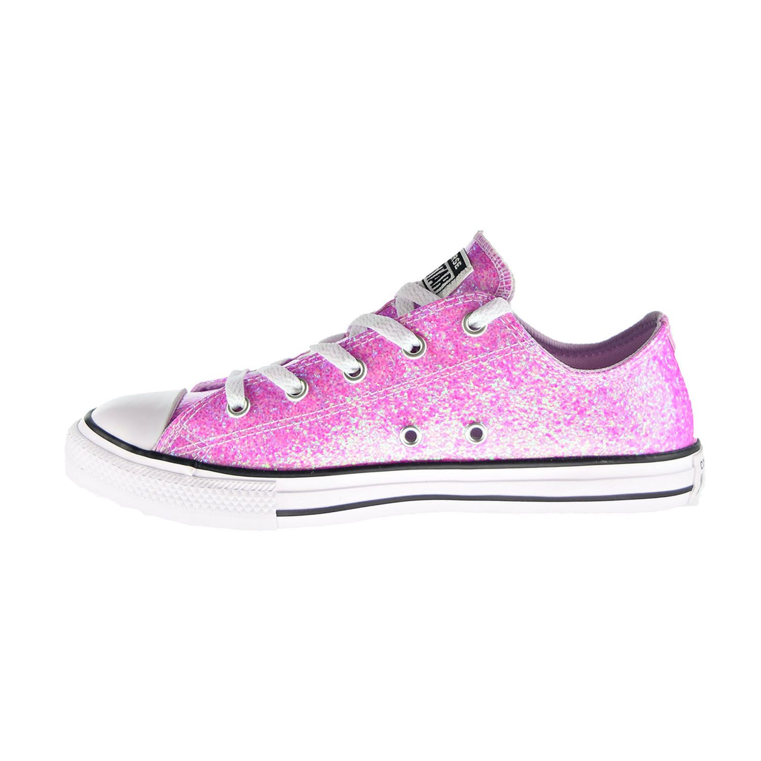 black & purple all star glitter ox trainers