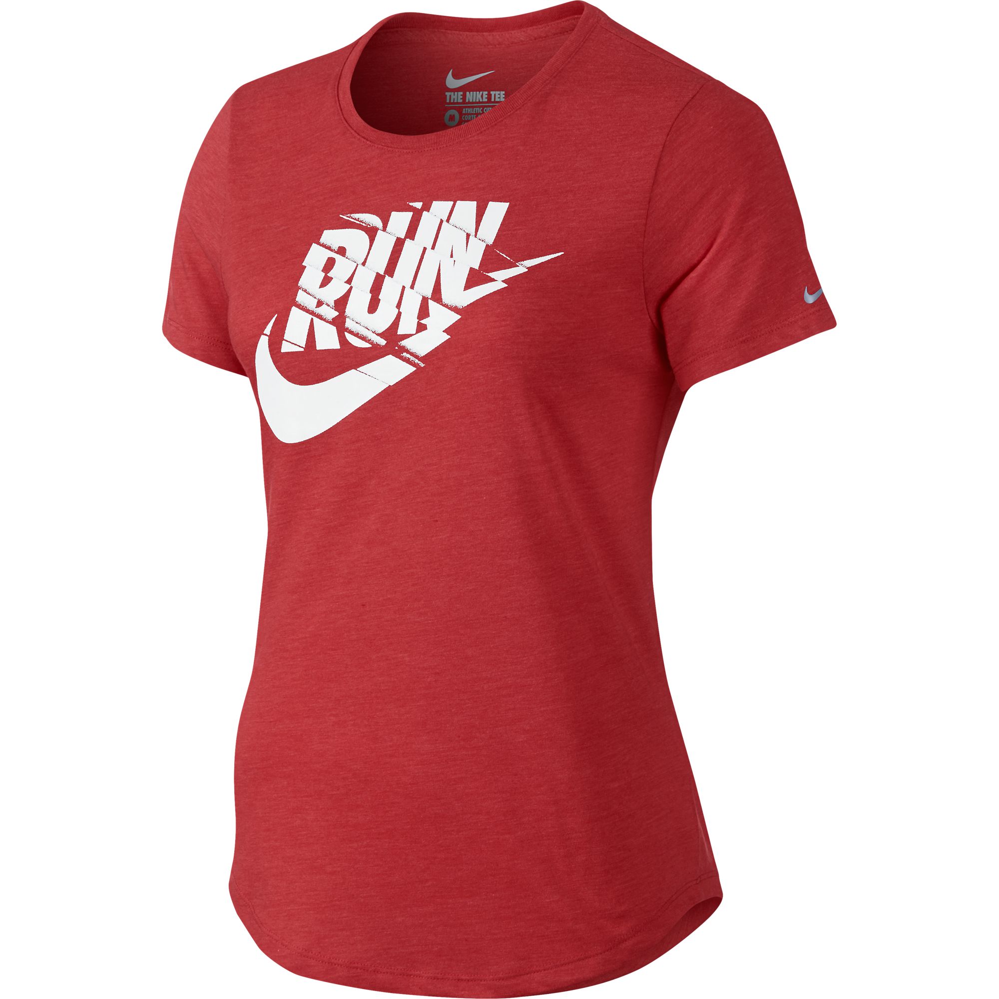 Nike Run Print Orgametric Swoosh Women's T-Shirt Red Heather/White ...