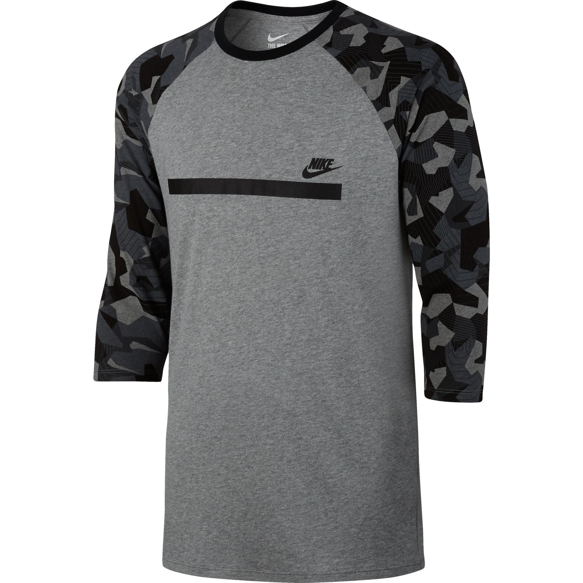 Nike Raglan Camo 3/4 Sleeves Men's T-Shirt Grey 805275-091 | eBay