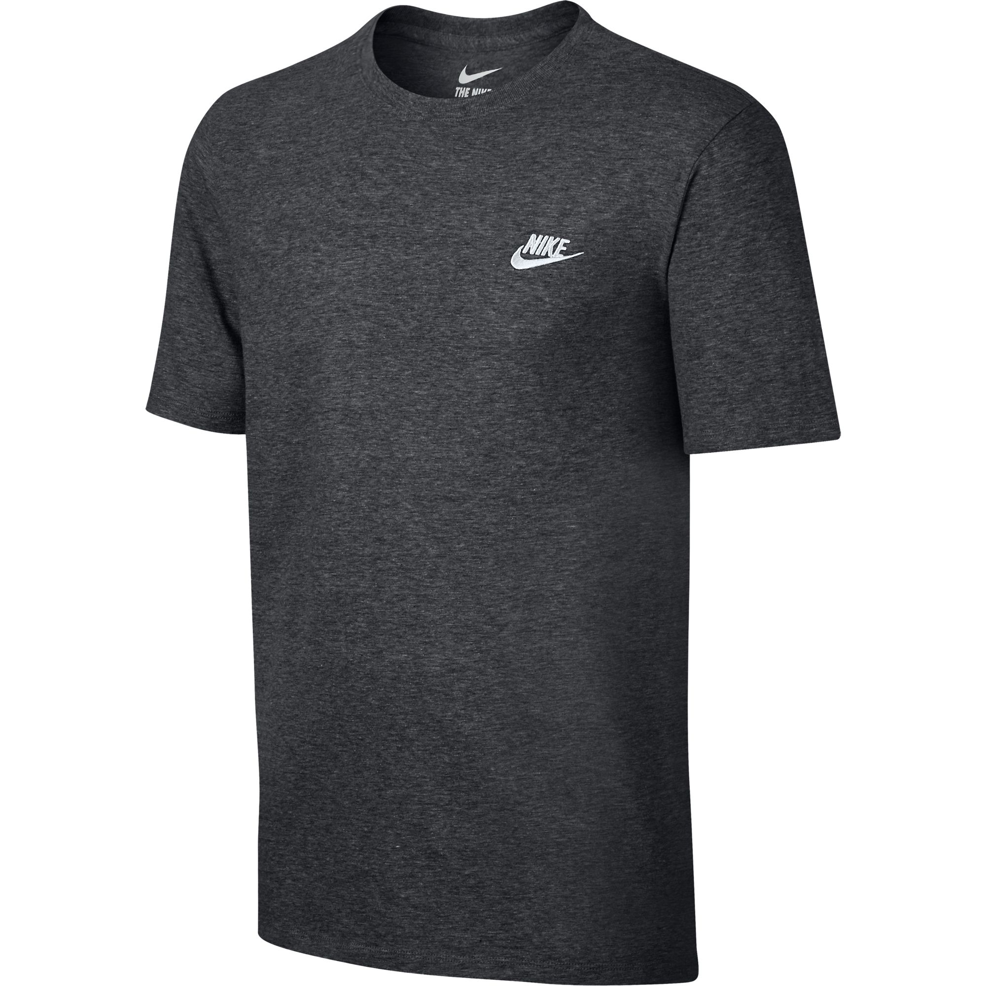 Nike Men's Embroidered Swoosh T-Shirt Charcoal Heather/White 827021-071
