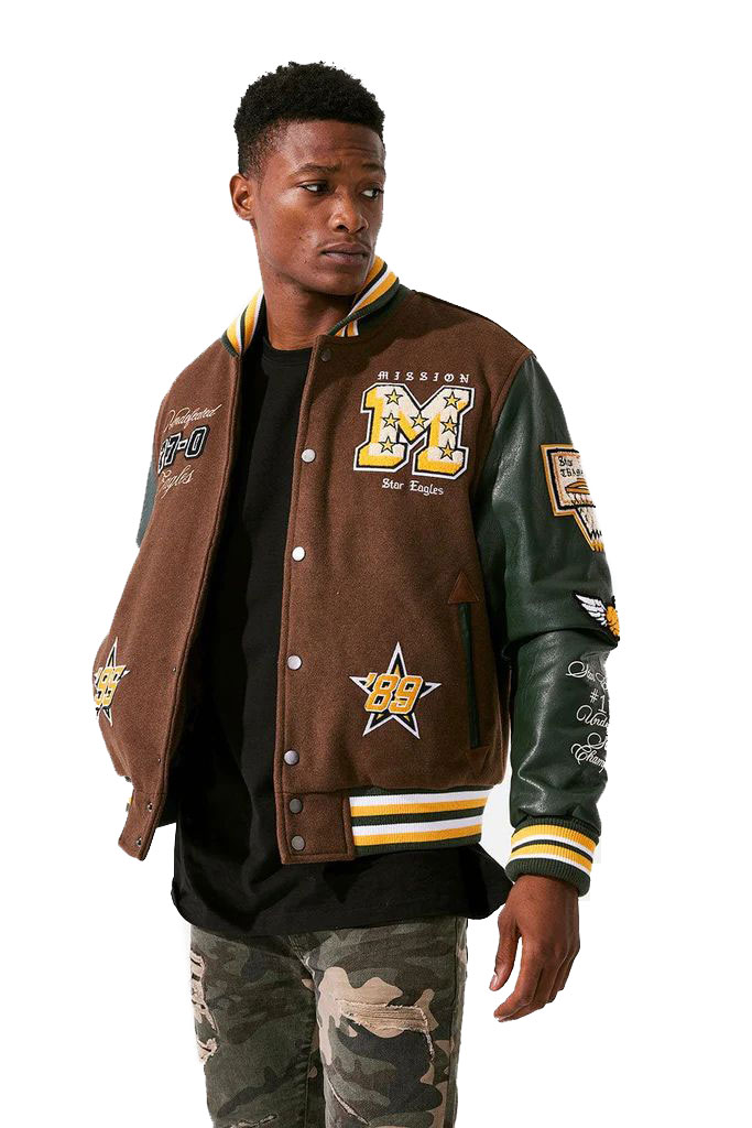 Jordan Craig Varsity Mission Men's Jacket Brown-Green 91617