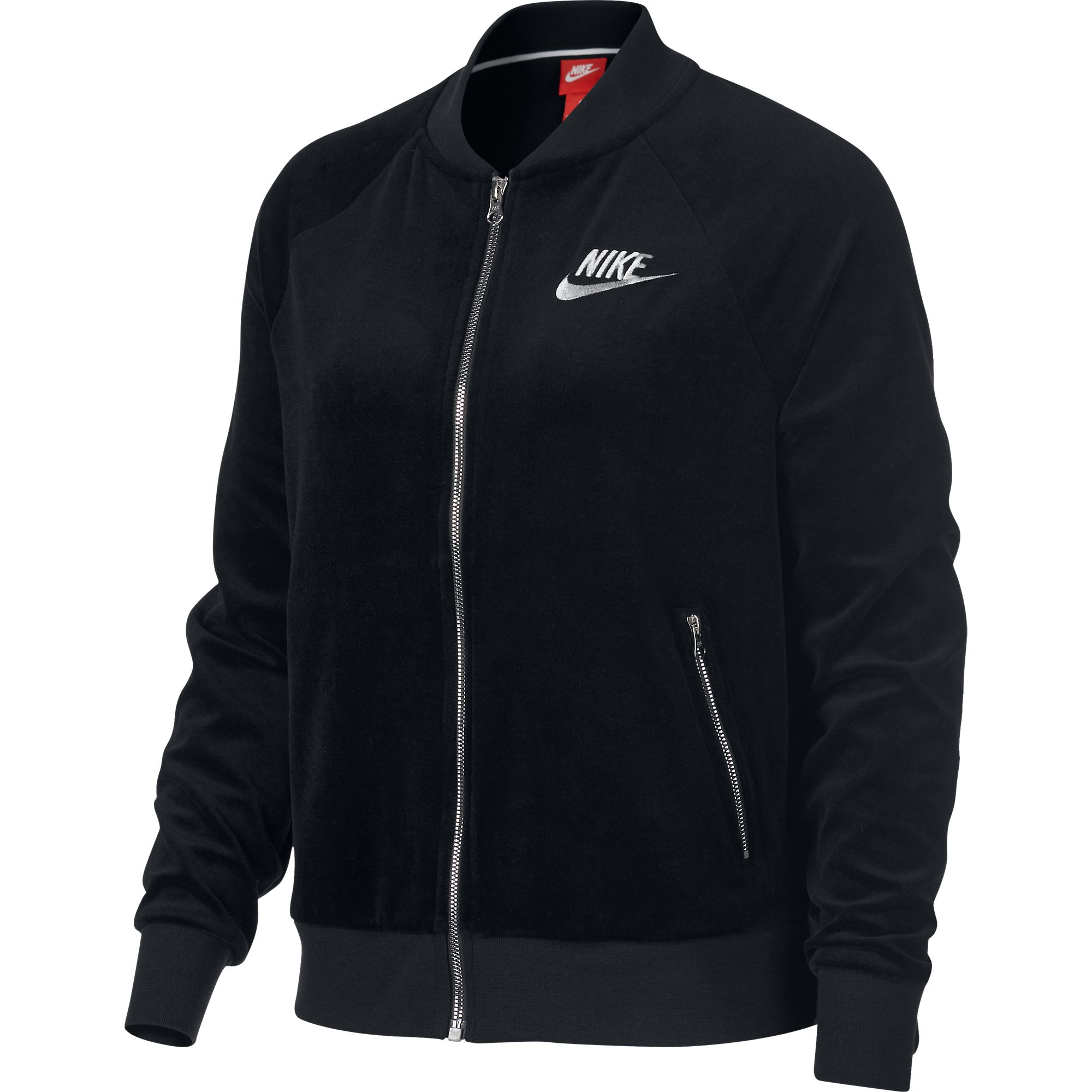 Nike Sportswear Velour Women's Full Zip Jacket Black-Metallic Silver ...