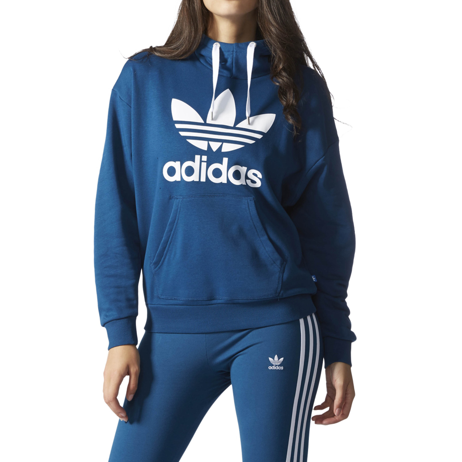 Adidas Originals Trefoil Longsleeve Women's Hoodie Blue/White ay8111 | eBay