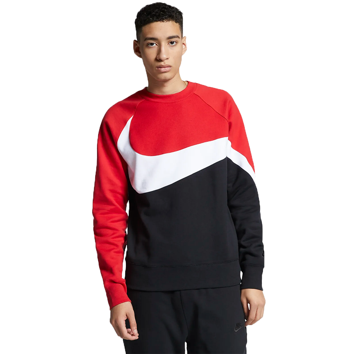 Nike Sportwear HBR Swoosh Crew Men's Sweatshirt Red-Black BQ6461-657 | eBay