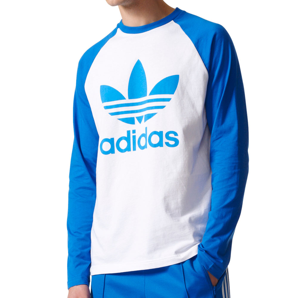 Adidas Originals Trefoil Men S Long Sleeve T Shirt Blue White