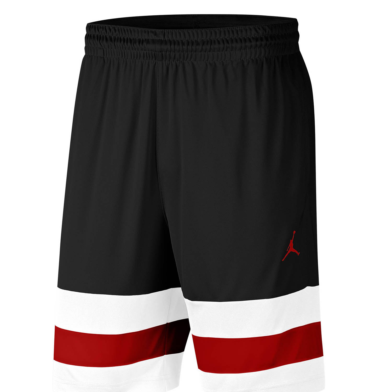 red black and white jordan shorts