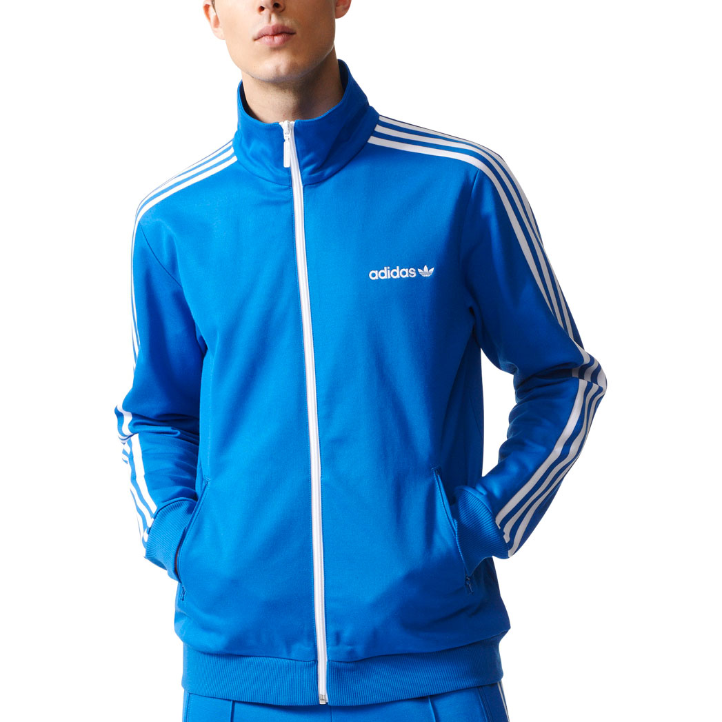 adidas track jacket blue and white