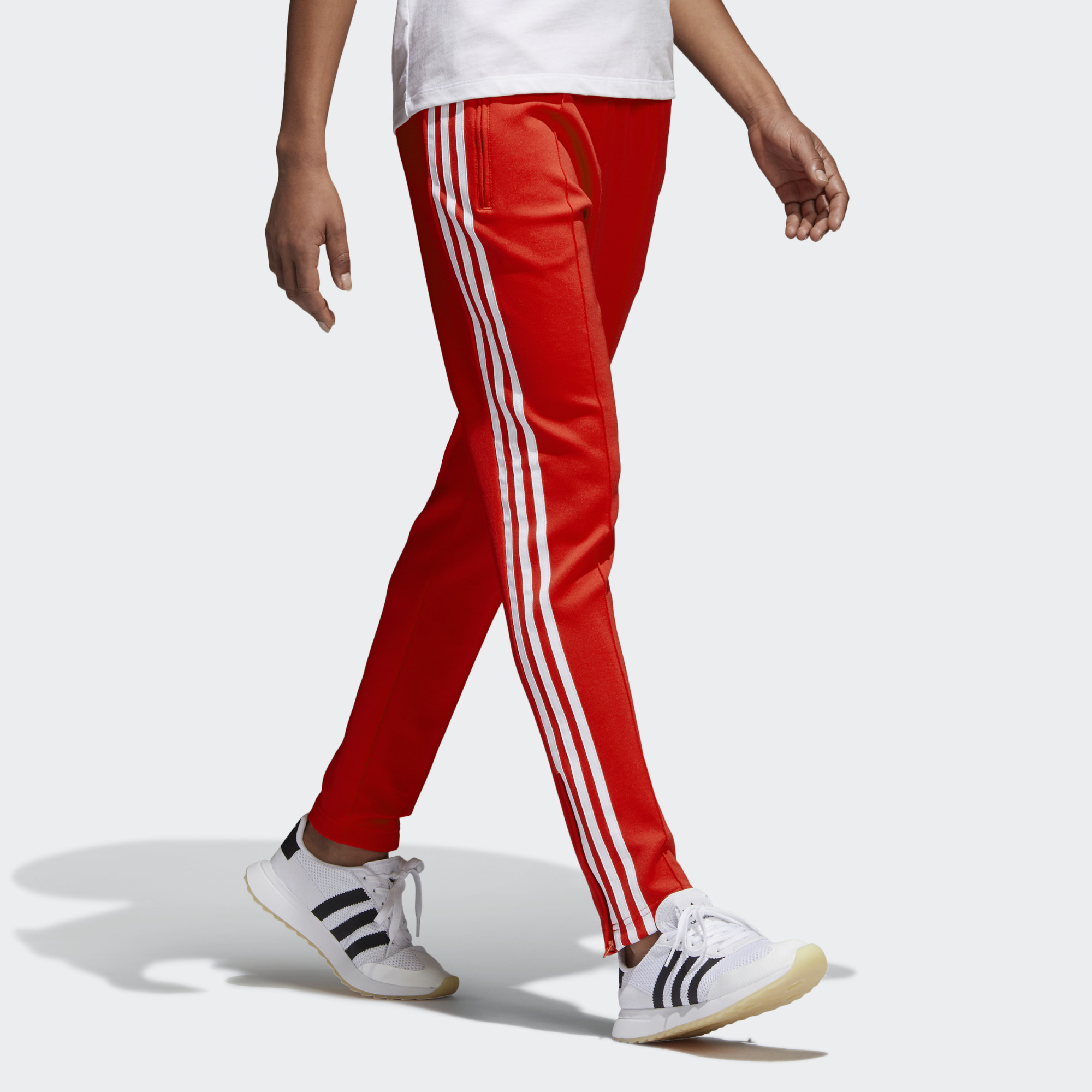 adidas red track pants womens