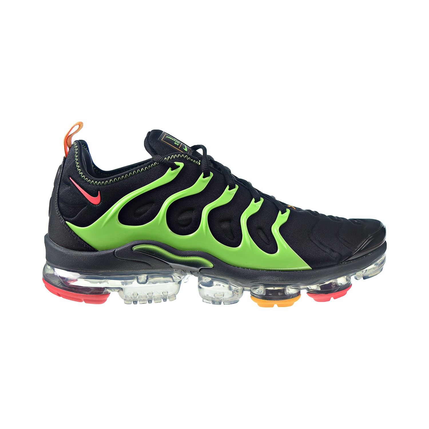 black and lime green vapormax plus