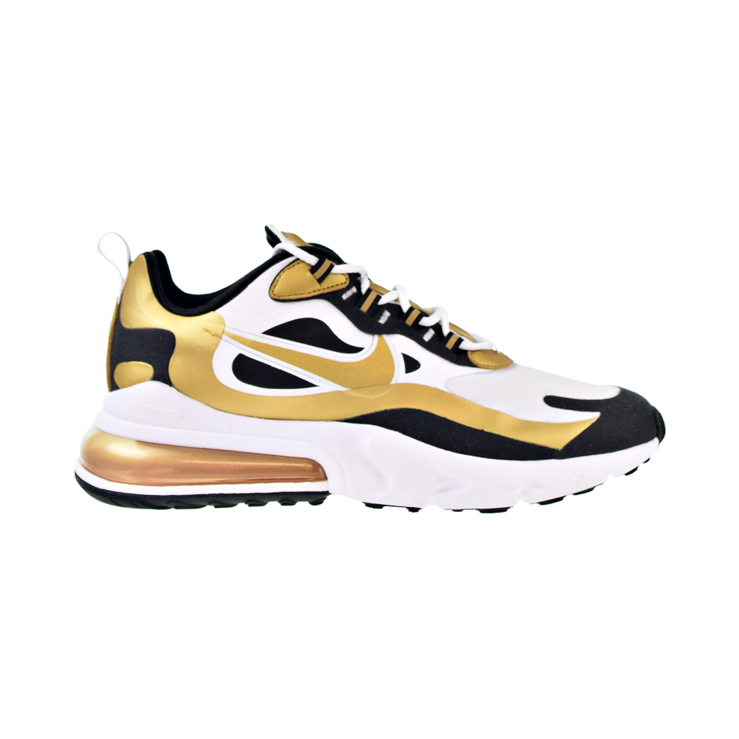 Nike Air Max 270 React Men S Shoes White Metallic Gold Black Cw7298 100 Ebay