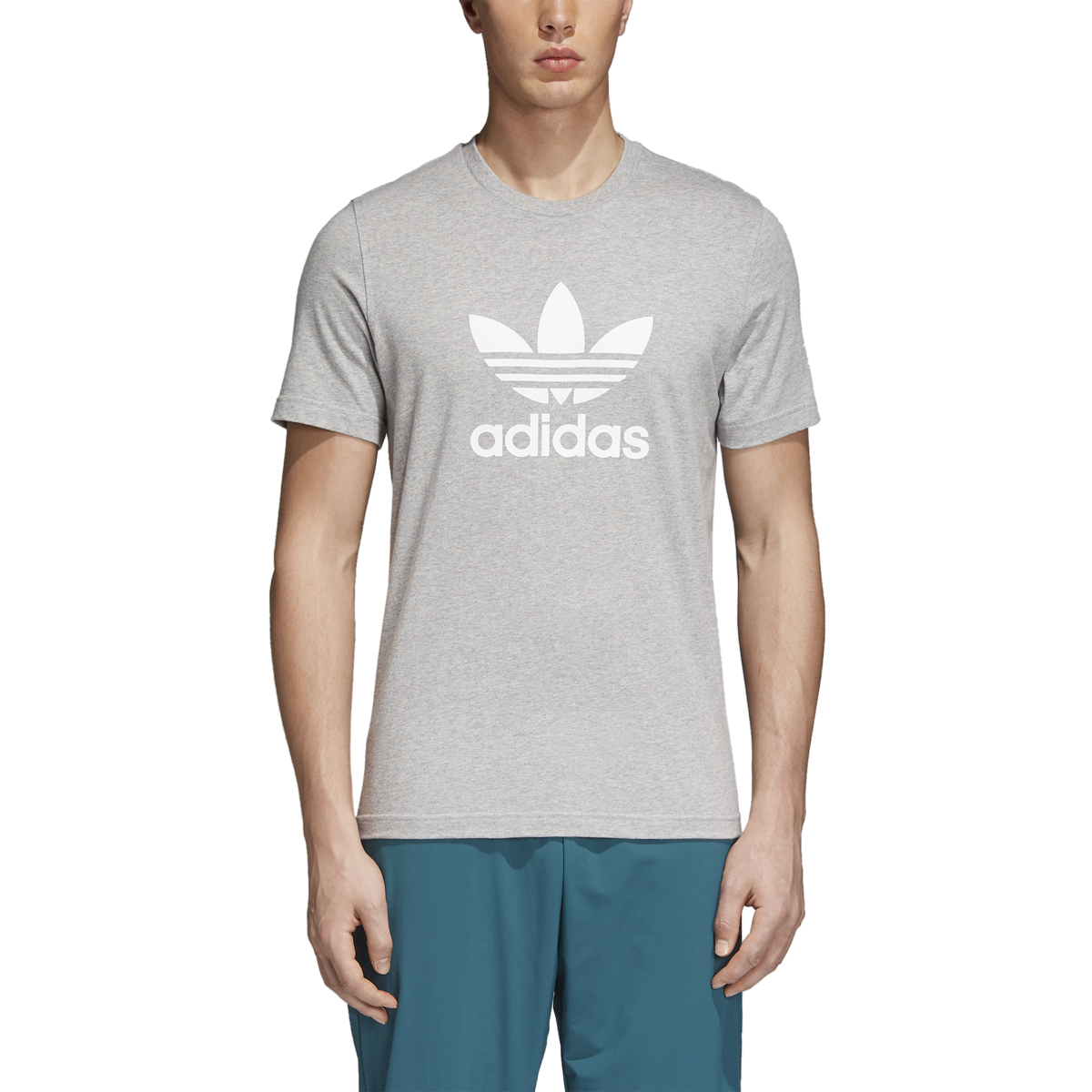 Adidas Originals Men's Trefoil Tee Grey Heather-White cy4574 | eBay