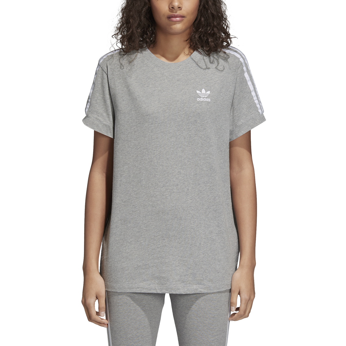 Adidas Originals 3-Stripes Women's Fashion Shirt Grey-White cy4982 | eBay