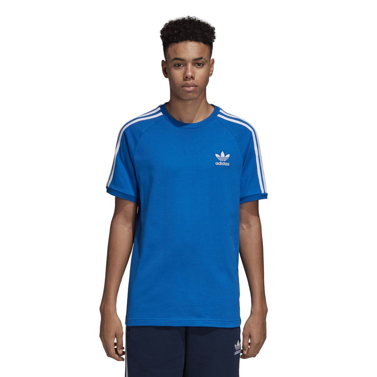 adidas 3 stripes tee blue