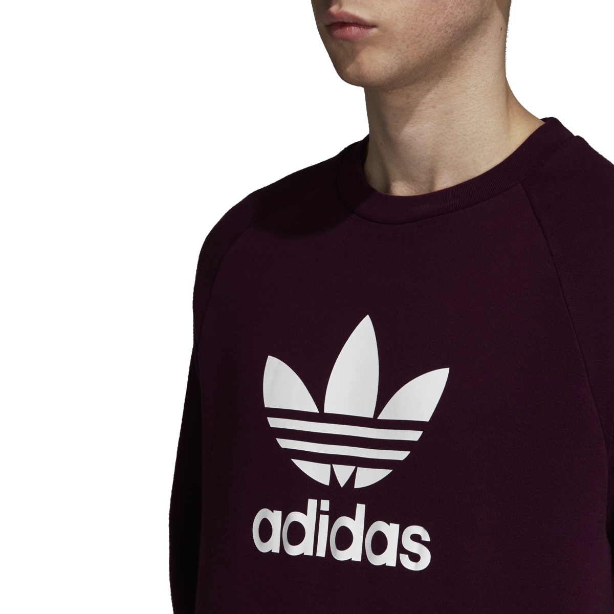 adidas originals trefoil crew neck sweatshirt in maroon