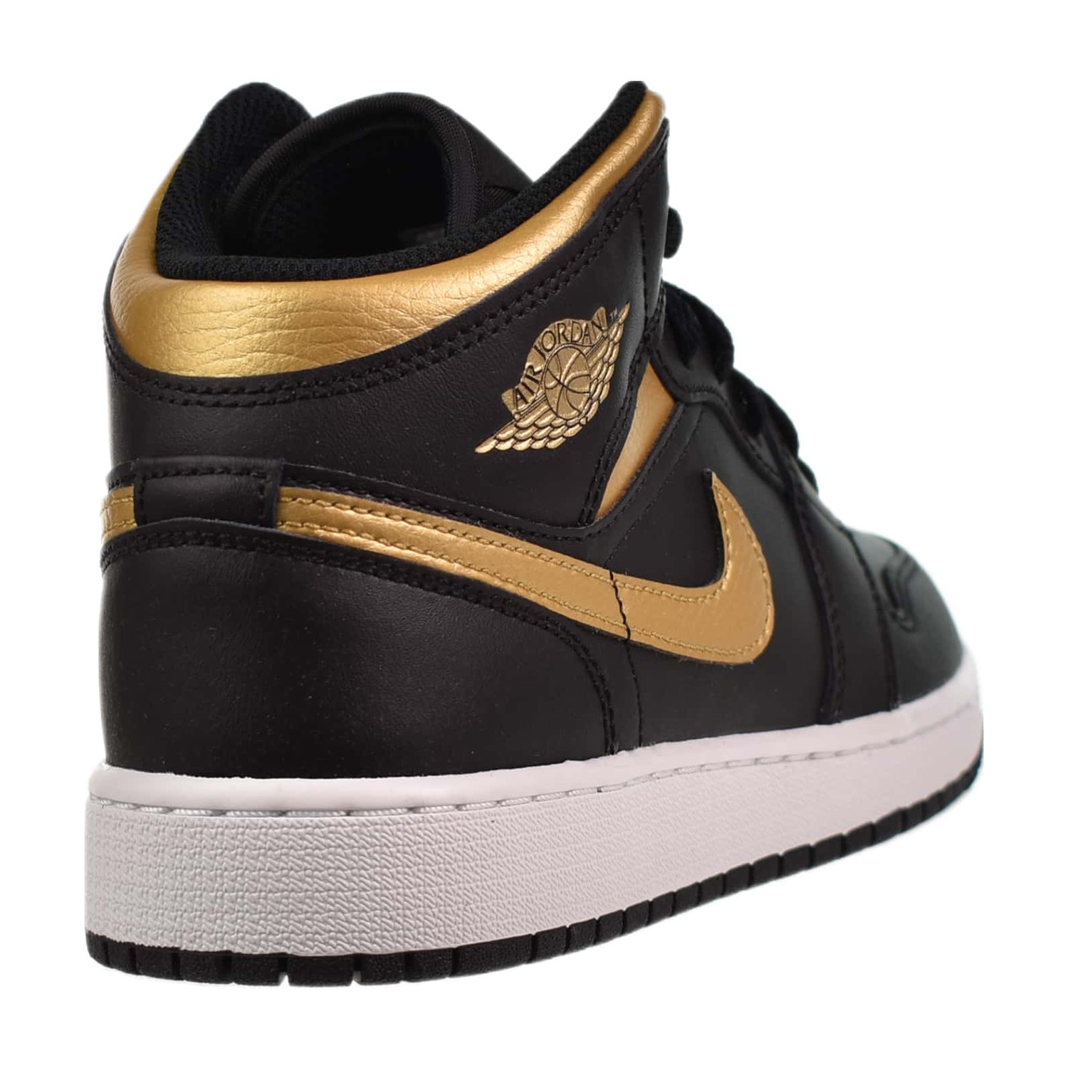 Air Jordan 1 Mid (GS) Big Kids' Shoes Black-Metallic Gold