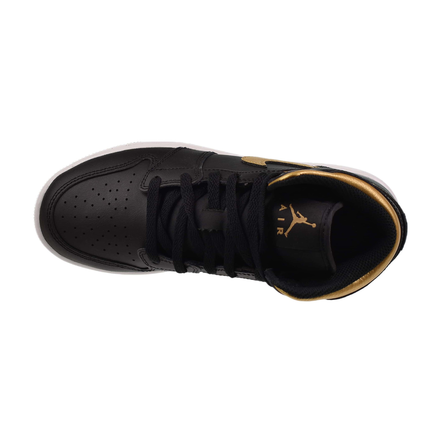 Air Jordan 1 Mid (GS) Big Kids' Shoes Black-Metallic Gold