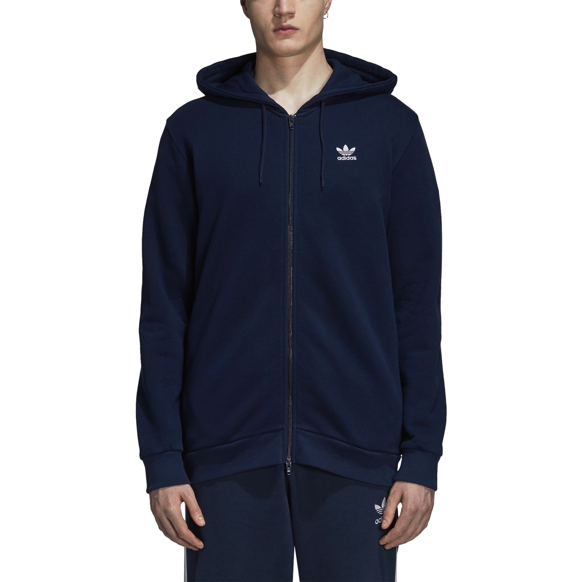 Vertellen potlood vals Adidas Men's Originals Trefoil Full Zip Fleece Hoodie Collegiate Navy  DS9896 | eBay