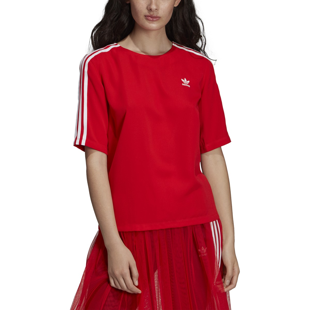 Oh jee chocola geleider Adidas Women's Originals 3-stripes T-shirt Red DW3888 | eBay