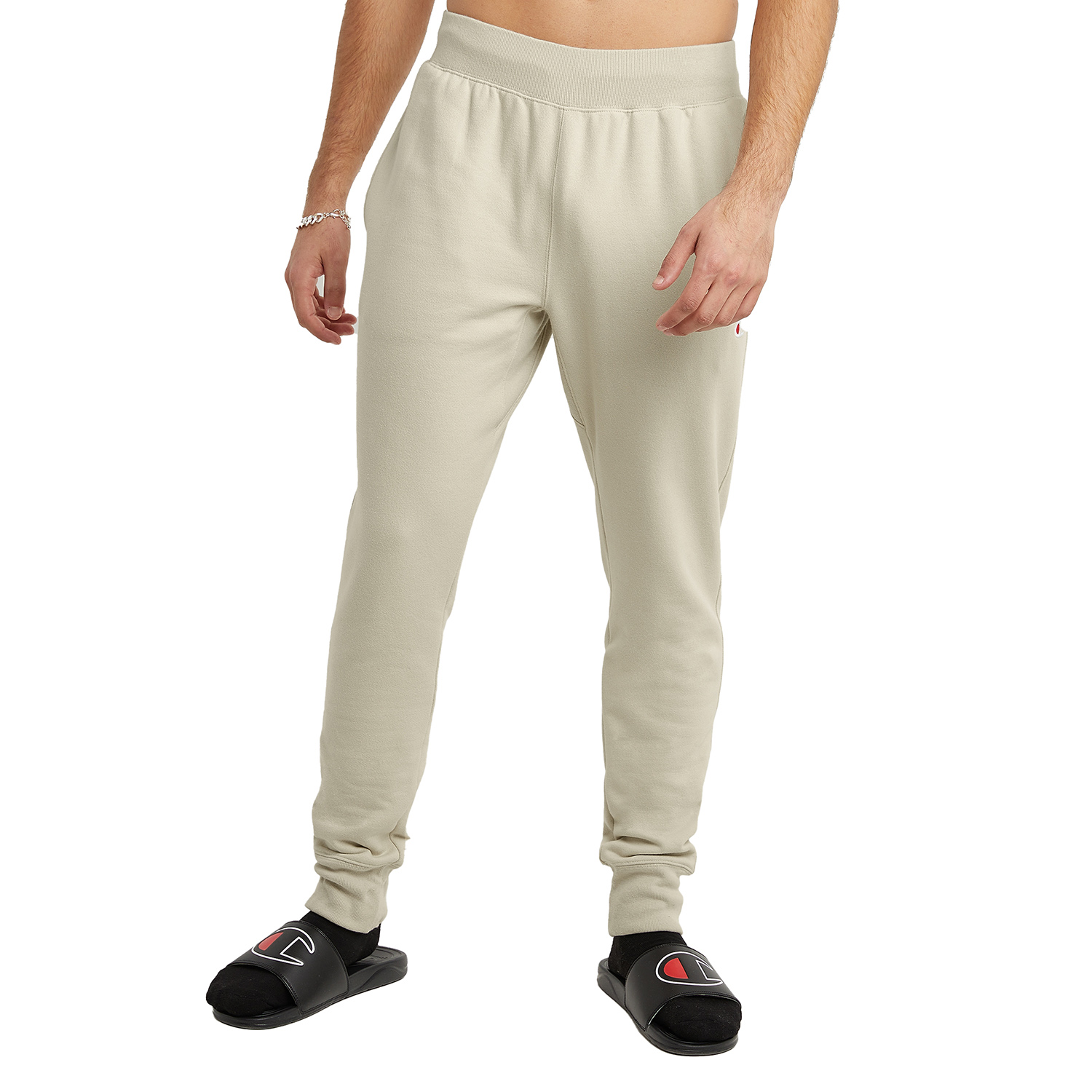 Мужские брюки-джоггеры с обратным плетением Champion, бежевые каменистые gf01-y06146vrc