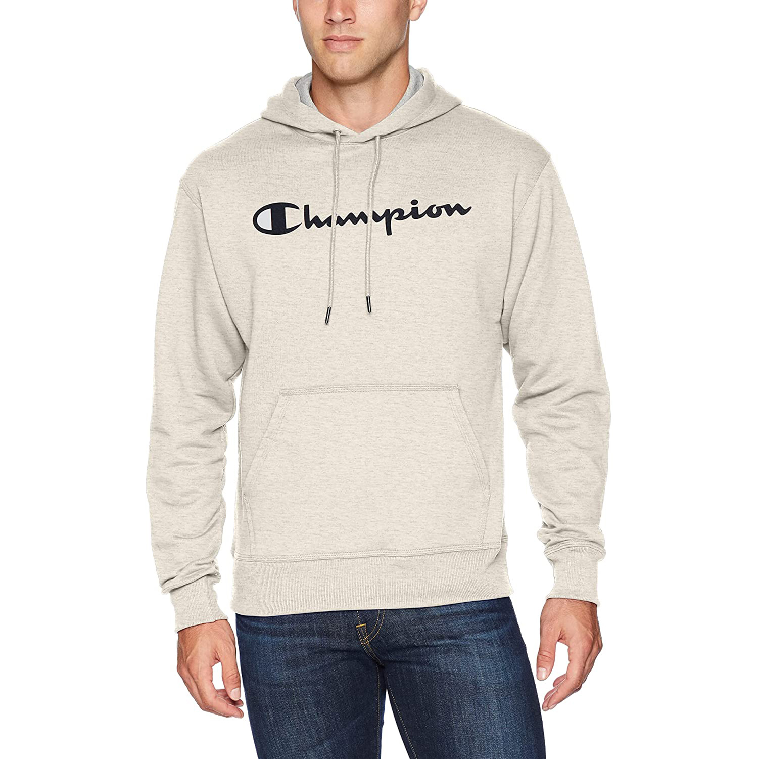 Мужской флисовый пуловер Champion Powerblend с капюшоном Oatmeal Heather gf89h-y07718k74