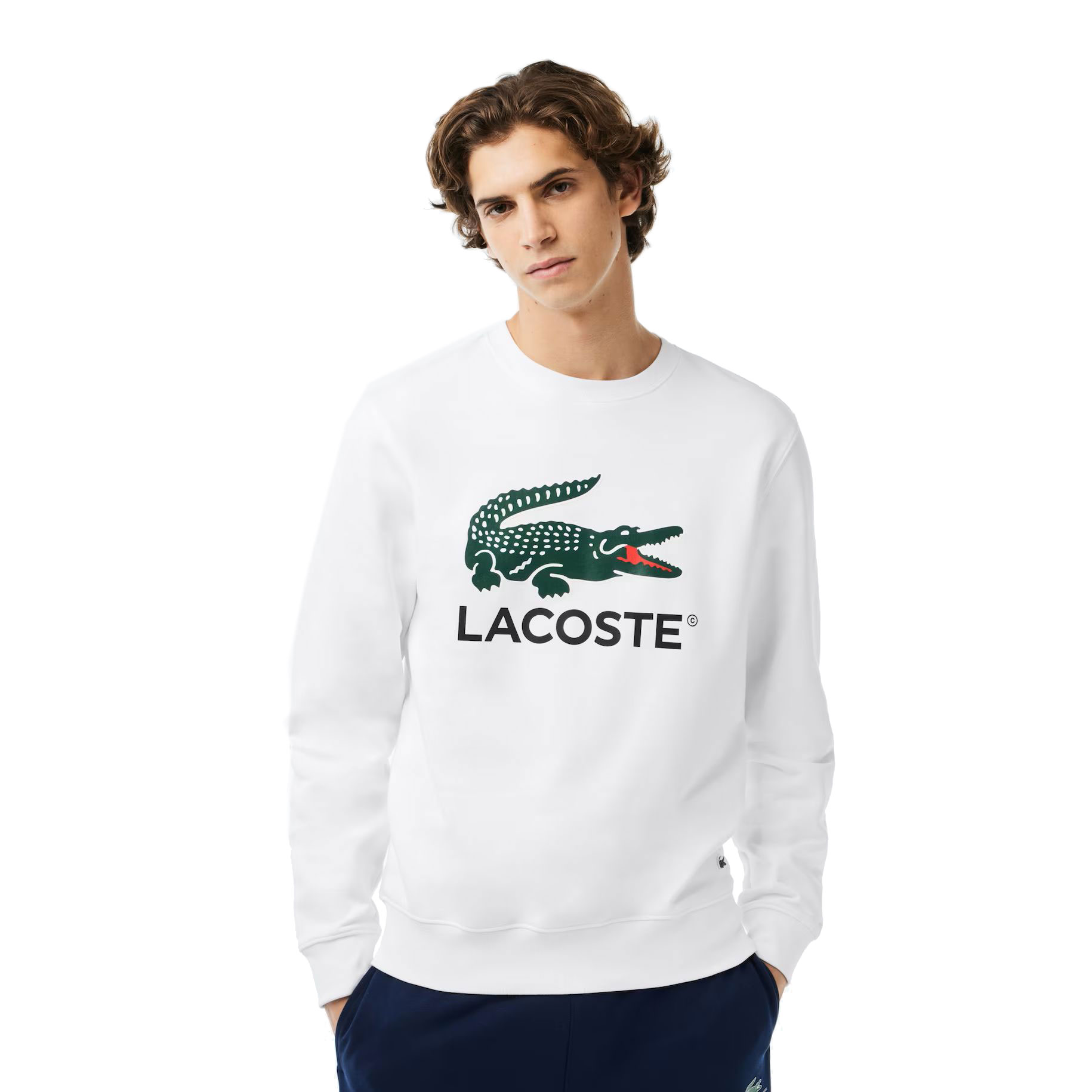 Lacoste Classic Fit Cotton Fleece Men's Sweatshirt White SH1281