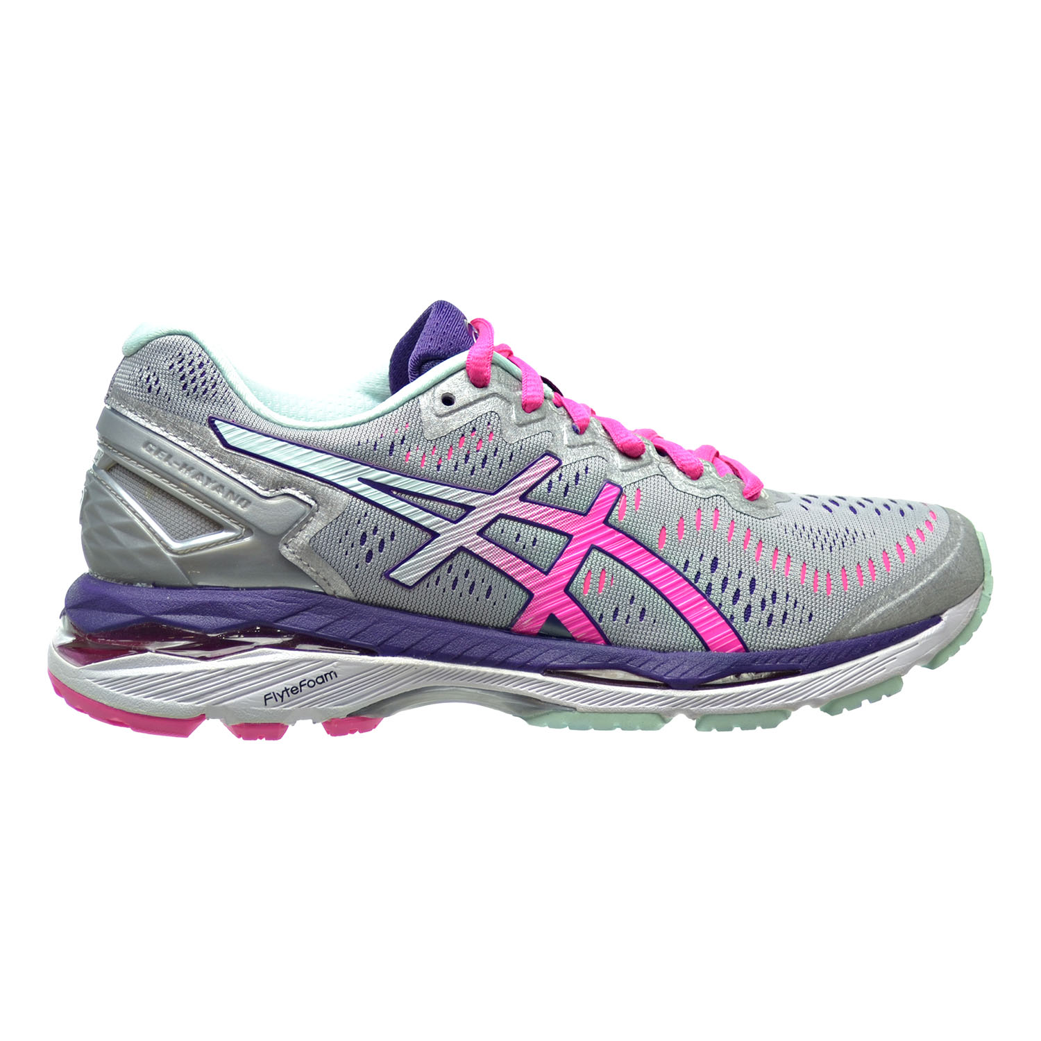 Asics Gel Kayano 23 Womens Shoes Silver Pink Glow Parachute Purple T696n 93 Ebay