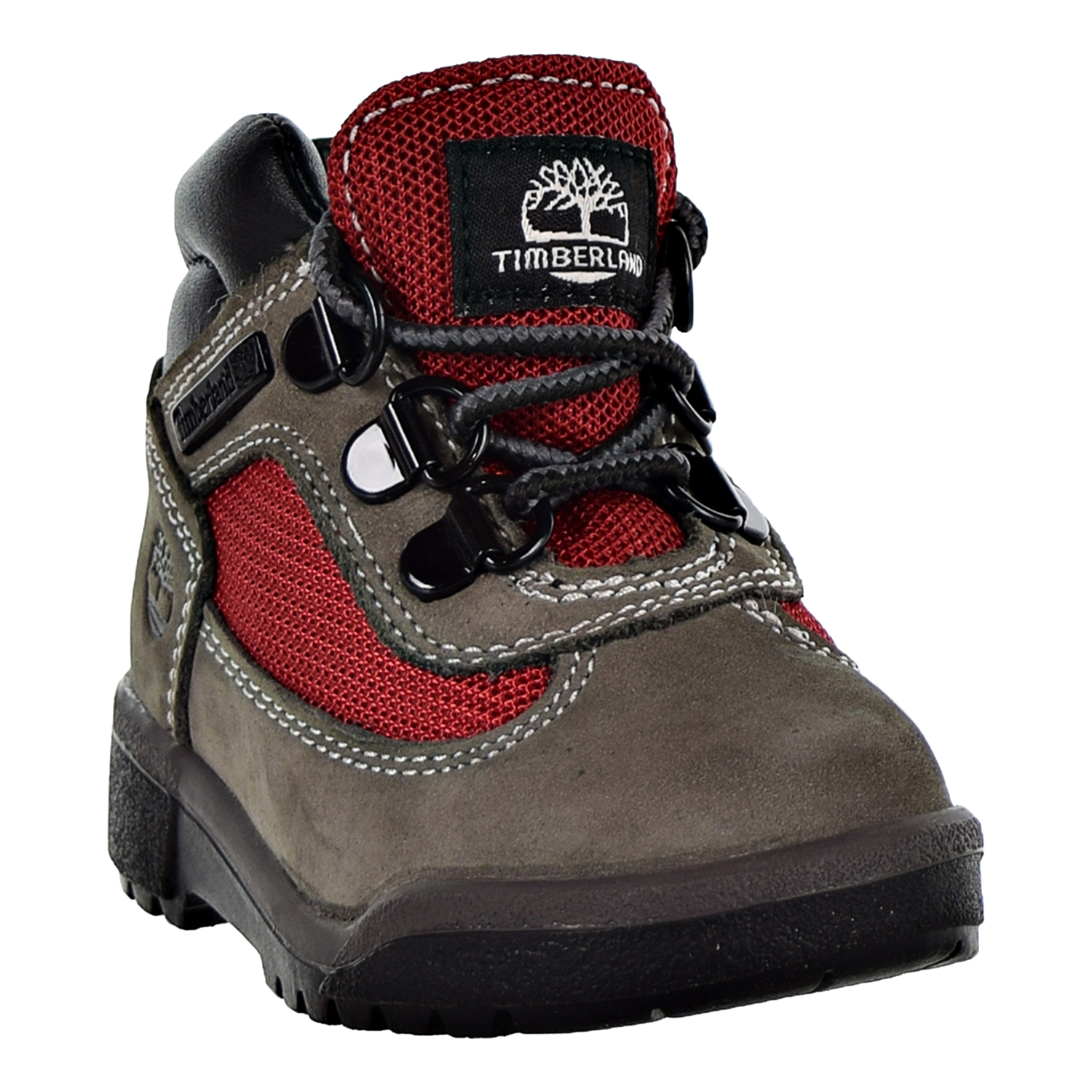 grey and red timberland boots
