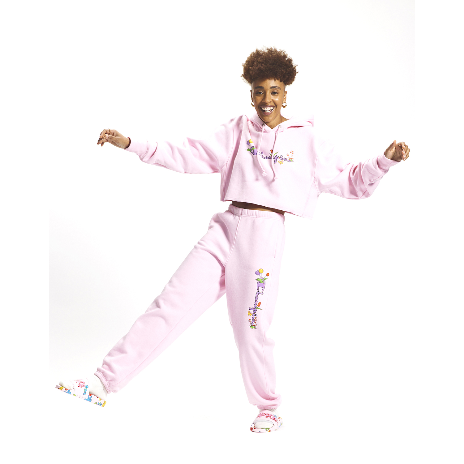 Champion Reverse Weave Cropped Cut-Off Women's Hoodie Pink Candy